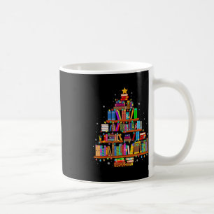 Merry Christmas Tree Reading Books Lover Librarian Coffee Mug