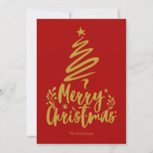 Merry Christmas Tree Red Christmas Card