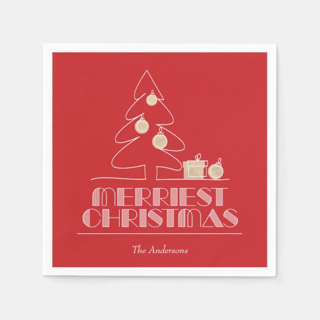 Merry Christmas Tree Red Napkin (Front)