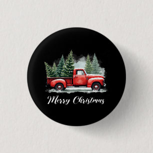 Merry christmas tree red Truck 3 Cm Round Badge