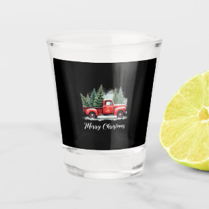 Merry christmas tree red Truck Shot Glass