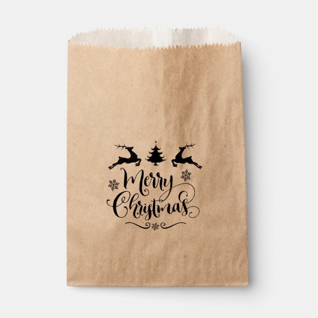 MERRY CHRISTMAS Tree Reindeer Holiday Favour Treat Favour Bag (Front)