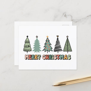 Merry Christmas Tree Retro Christmas Postcard