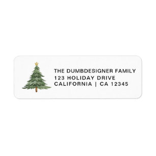 Merry Christmas Tree Return Address Label