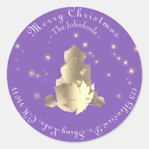 Merry Christmas Tree RSVP Greetings Gold Abstract Classic Round Sticker