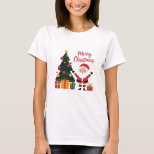 Merry Christmas Tree Santa Claus with Presents T-Shirt