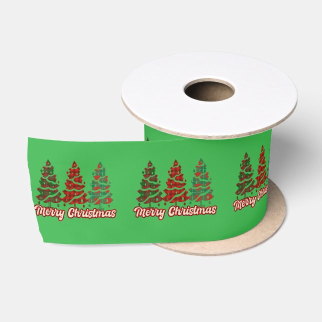 Merry Christmas Tree Satin Ribbon (Spool)