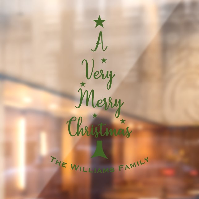 Merry Christmas tree script stars family green (Sheet 2)