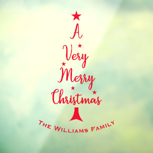 Merry Christmas tree script stars family red
