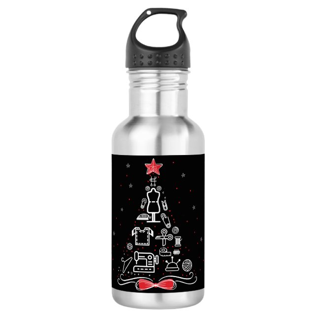 Merry Christmas Tree Sewing Crochet Tools, 710 Ml Water Bottle (Front)