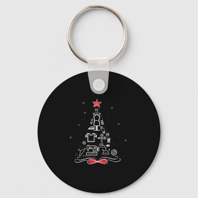 Merry Christmas Tree Sewing Crochet Tools, Key Ring (Front)