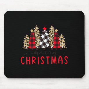 Merry Christmas Tree Shirts Funny Leopard Plaid Pr Mouse Pad