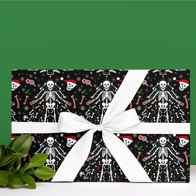 Merry Christmas Tree Skeleton Pattern Wrapping Paper (Creator Uploaded)