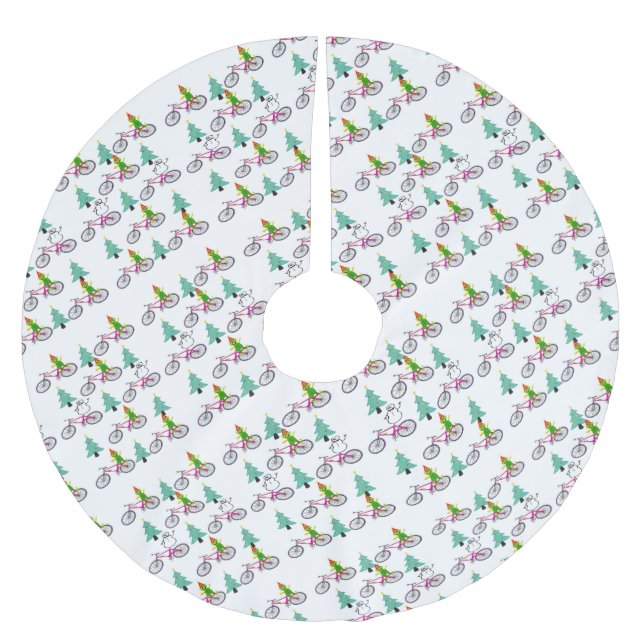 Merry Christmas Tree Skirt Elf Snowman  (Front)