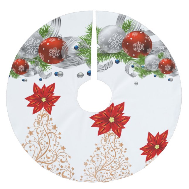 Merry Christmas Tree Skirt Gold Christmas Ornament (Front)