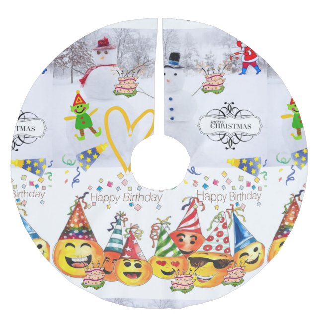 Merry Christmas Tree Skirt Happy Birthday (Front)