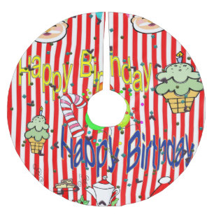 Merry Christmas Tree Skirt Happy Birthday