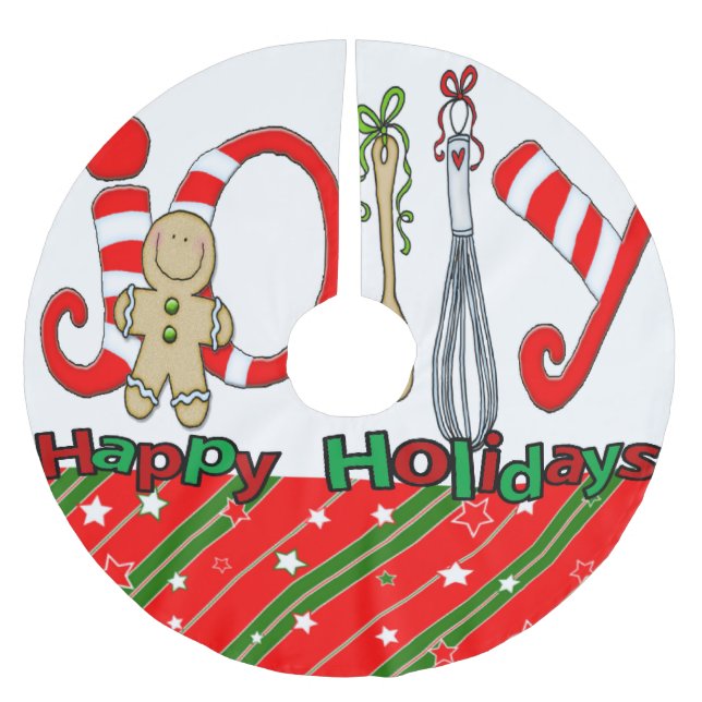 Merry Christmas Tree Skirt Happy Holidays Ginger (Front)