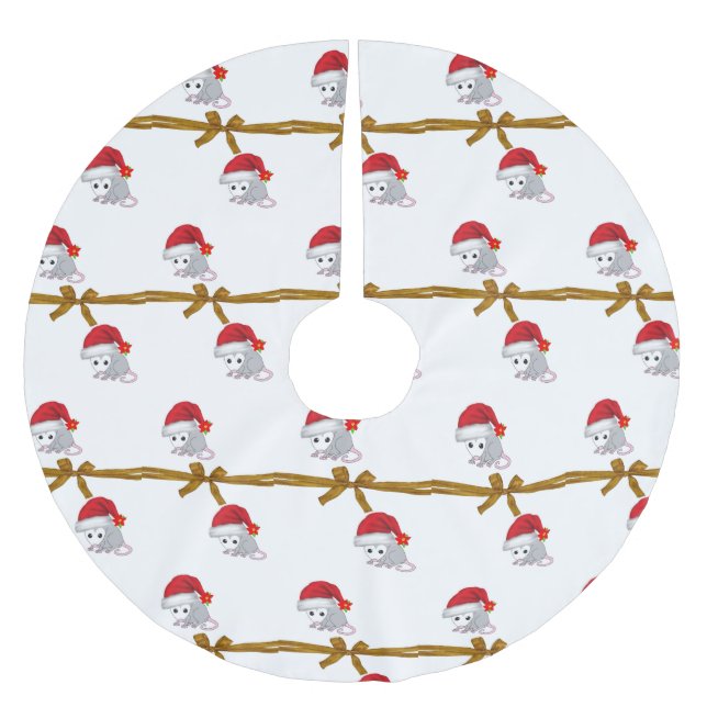 Merry Christmas Tree Skirt Opossum  (Front)
