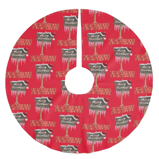 Merry Christmas Tree Skirt Red (Front)