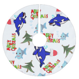 Merry Christmas Tree Skirt Shark Fish