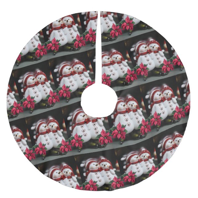 Merry Christmas Tree Skirt Snowman  (Front)