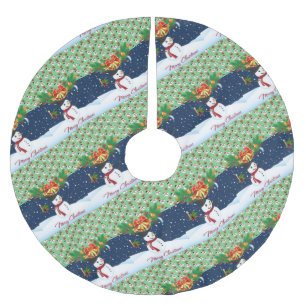 Merry Christmas Tree Skirt Snowman 