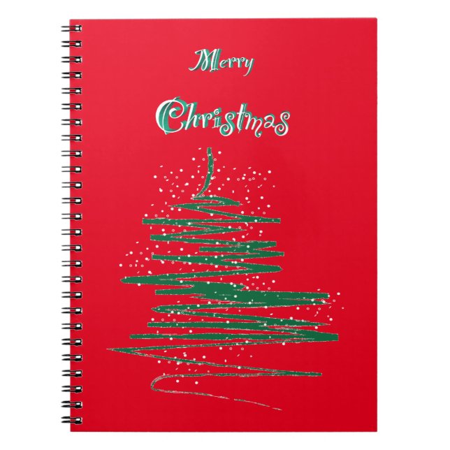 Merry Christmas Tree Snowflakes Notebook (Front)