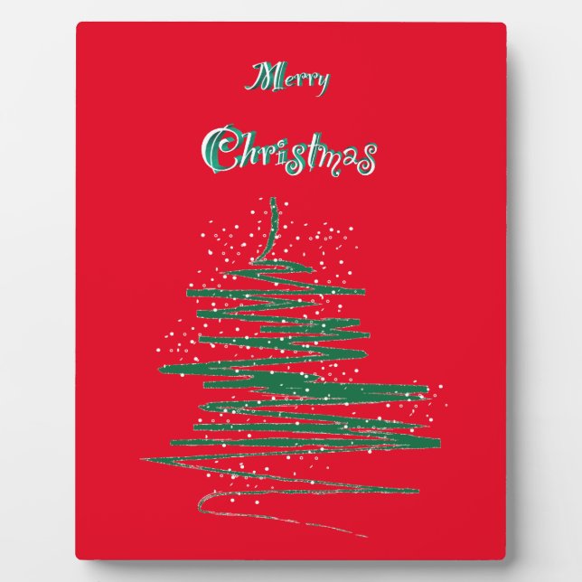 Merry Christmas Tree Snowflakes Plaque (Front)