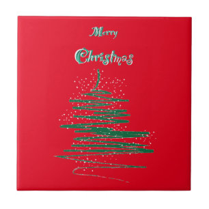 Merry Christmas Tree Snowflakes Tile