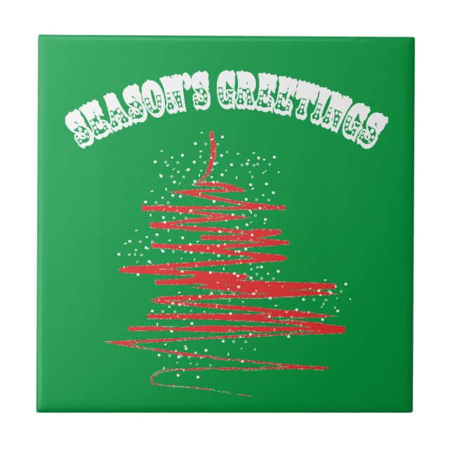 Merry Christmas Tree Snowflakes Tile (Front)