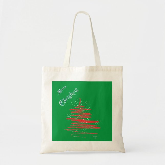 Merry Christmas Tree Snowflakes Tote Bag (Front)