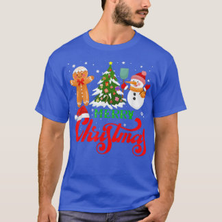 Merry Christmas Tree Snowman Gingerbread Holiday T T-Shirt