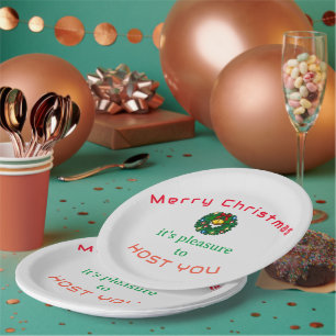 Merry Christmas Tree Star Presents Holiday Festive Paper Plate