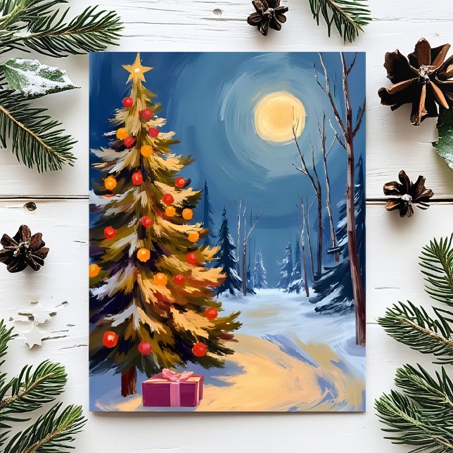 Merry Christmas Tree Star Winter Holiday Card (Creator Uploaded)