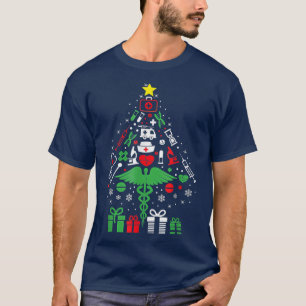 Merry Christmas Tree Stethoscope Nurse Christmas P T-Shirt