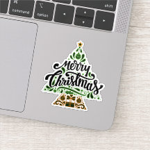 Merry christmas tree sticker