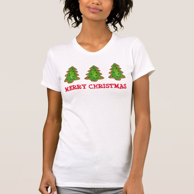 Merry Christmas Tree Sugar Cookie Festive Holiday T-Shirt (Front)