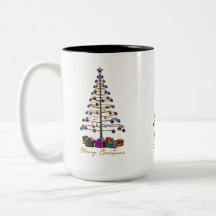 Merry Christmas Tree Two-Tone Coffee Mug