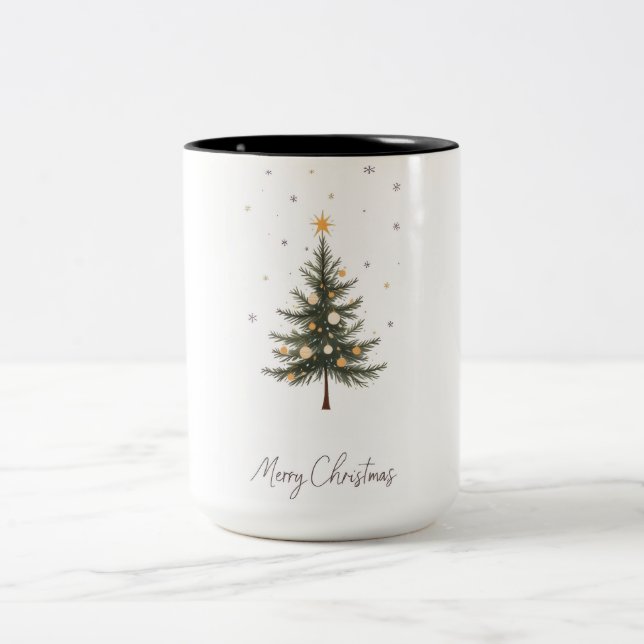 "Merry Christmas Tree Two-Tone Mug (Center)