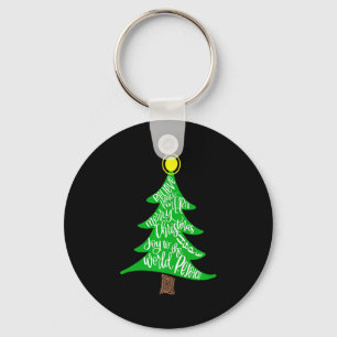 Merry Christmas Tree Tygraphy For Men Women Kid Key Ring