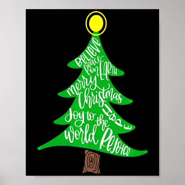 Merry Christmas Tree Tygraphy For Men Women Kid  Poster (Front)