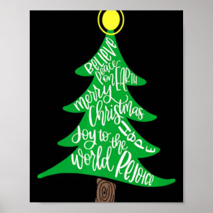 Merry Christmas Tree Tygraphy For Men Women Kid T  Poster