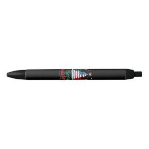 Merry Christmas Tree US Flag Santa Essential Black Ink Pen