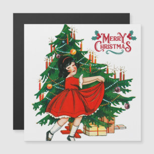 Merry christmas tree vintage art card