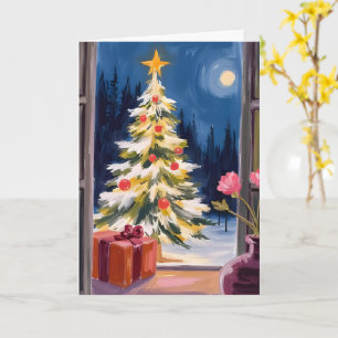 Merry Christmas Tree Watercolor Card