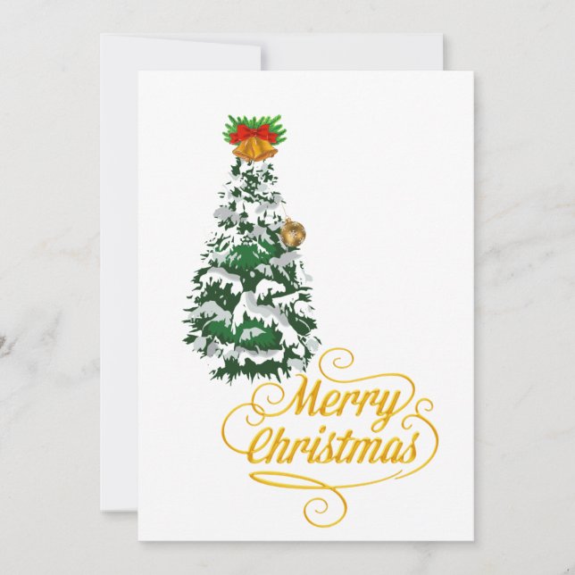 Merry Christmas Tree Watercolor Custom  Invitation (Front)