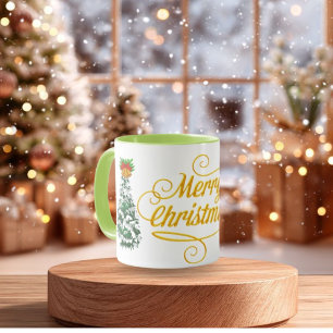 Merry Christmas Tree Watercolor Custom mug