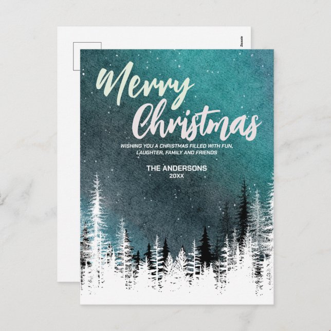 Merry Christmas tree winter Night forest Holiday (Front/Back)