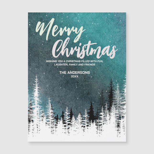 Merry Christmas tree winter Night forest Holiday (Front)